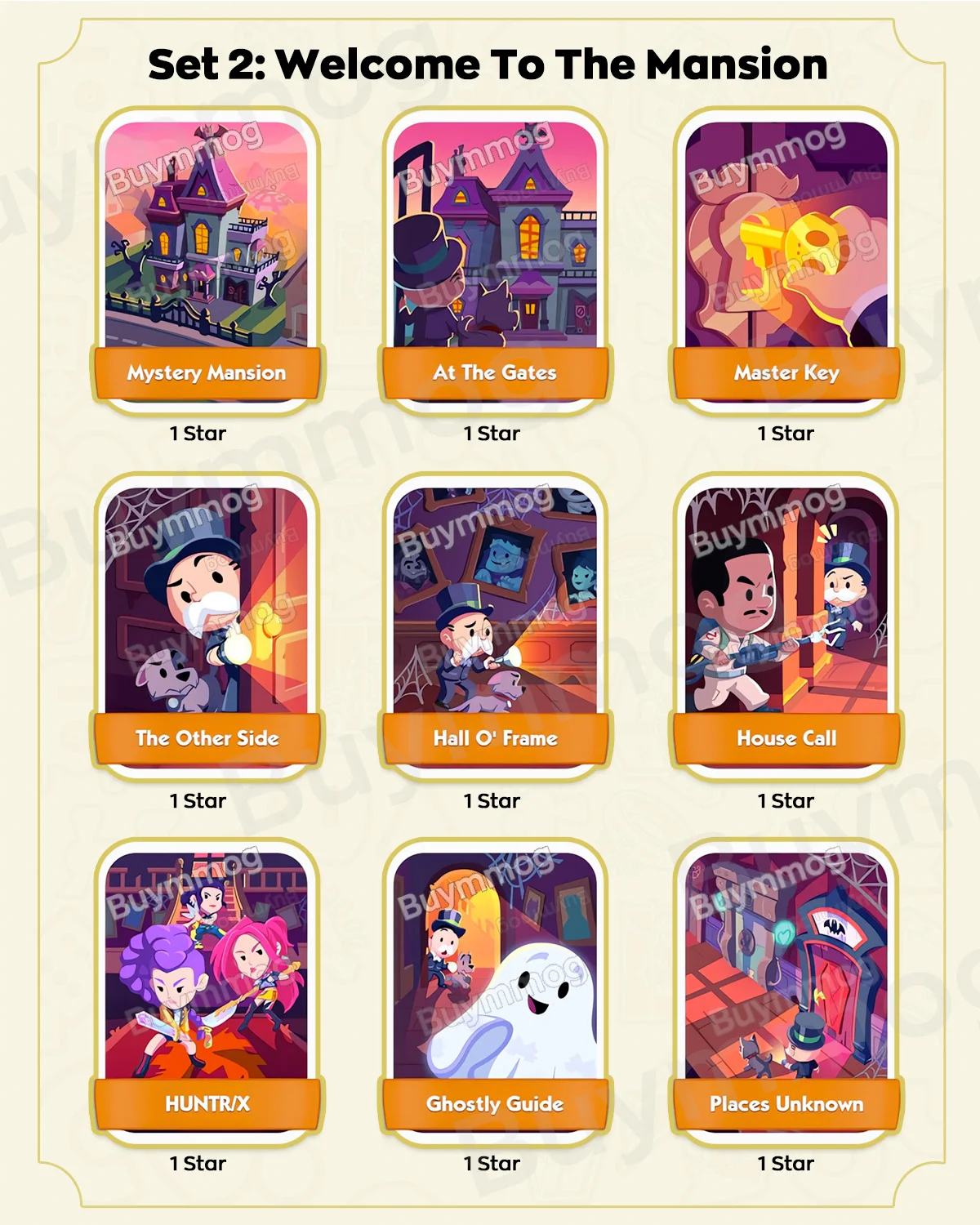 Monopoly GO Monster Mash Set 2 Welcome To The Mansion full sticker list
