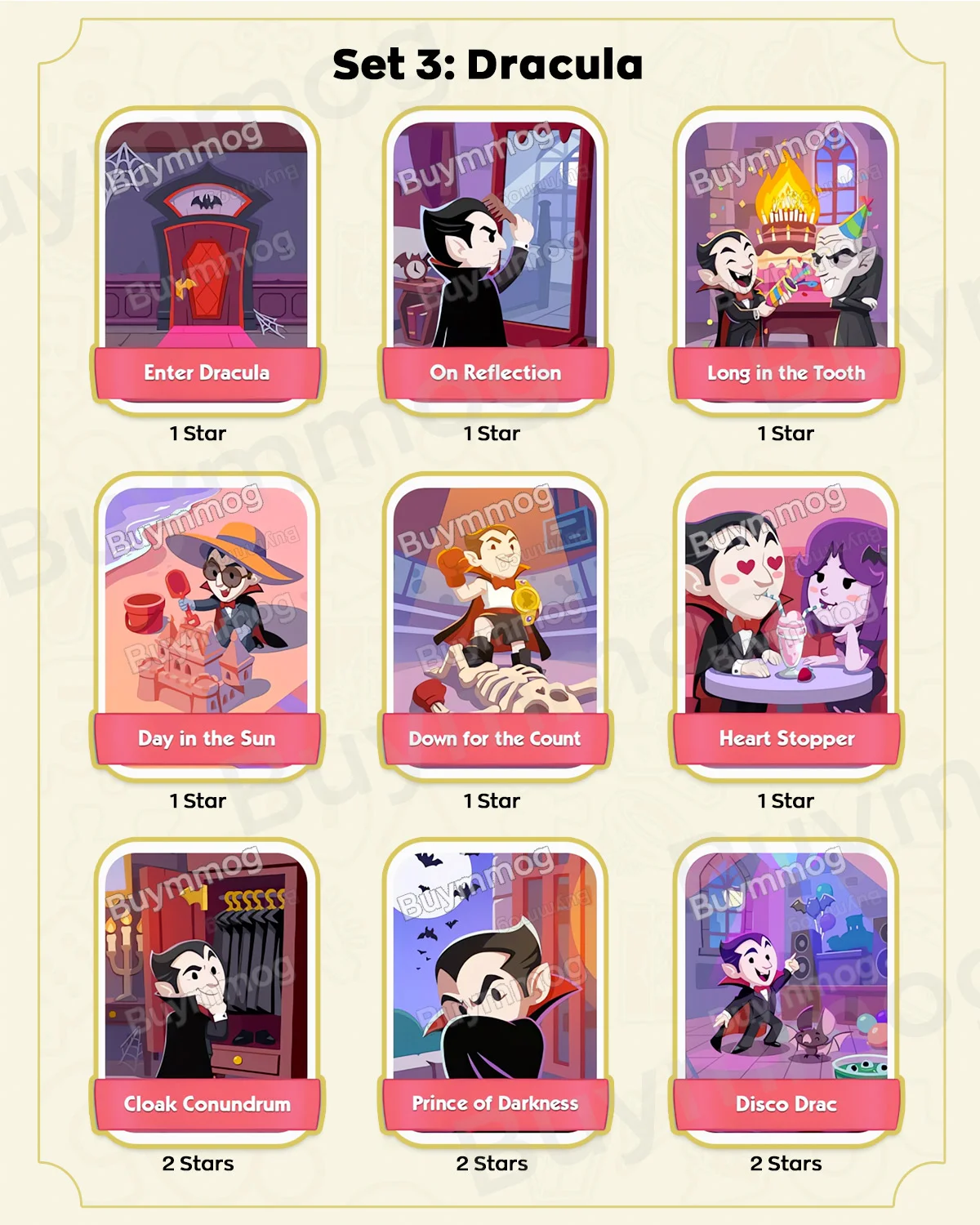 Monopoly GO Monster Mash Set 3 Dracula full sticker list
