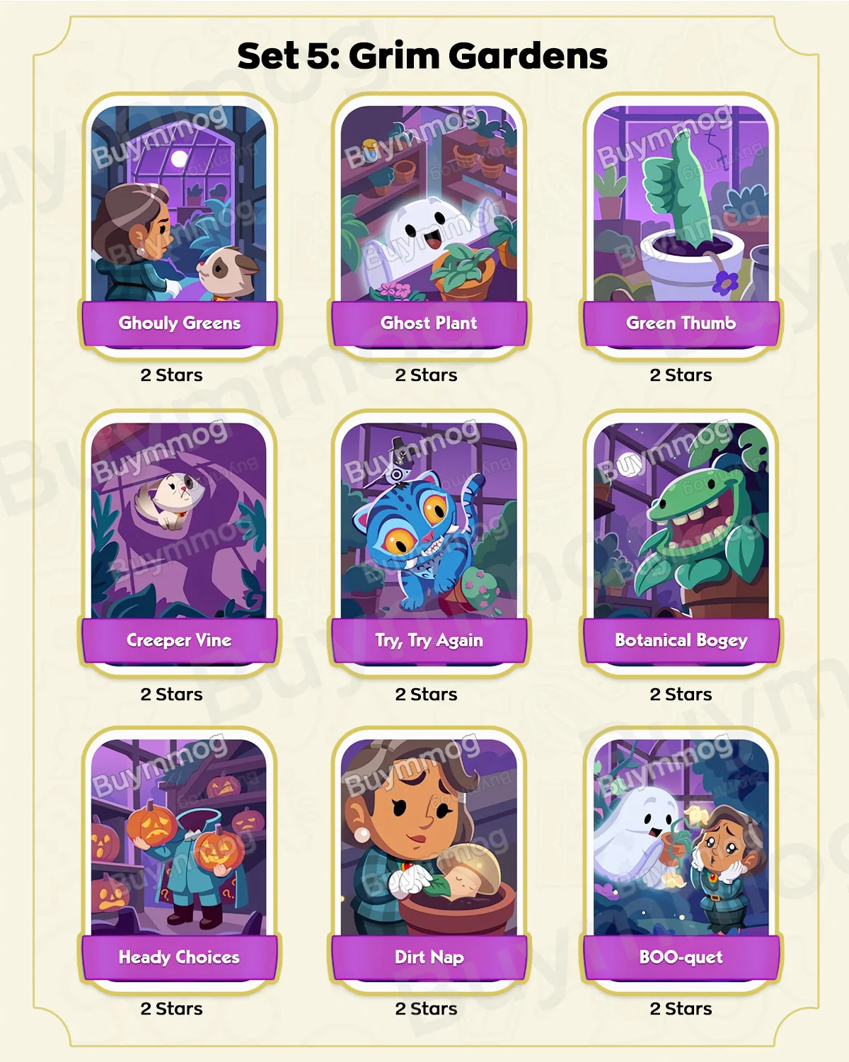 Monopoly GO Monster Mash Set 5 Grim Gardens full sticker list