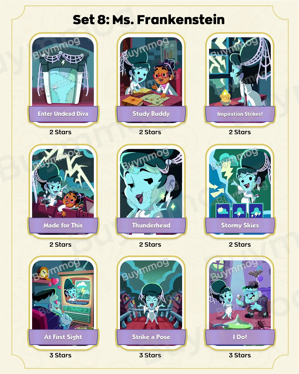 Monopoly GO Monster Mash Set 8 Ms. Frankenstein full sticker list
