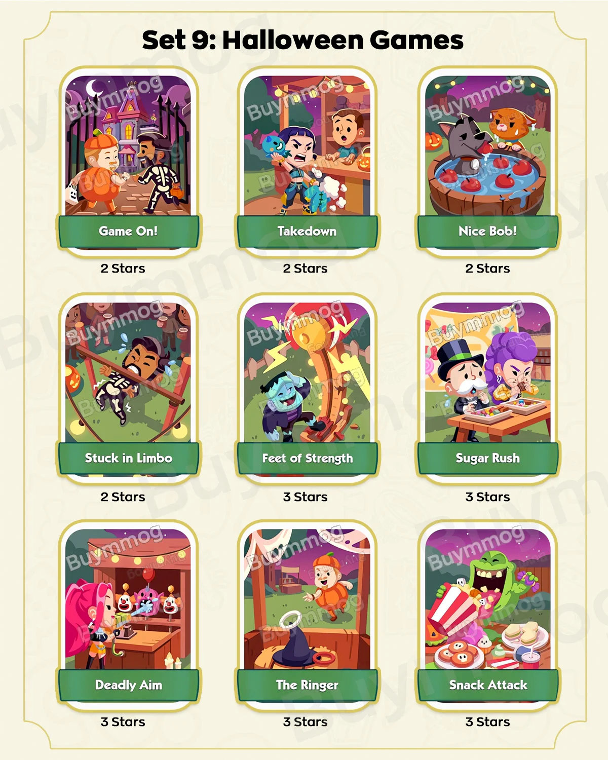Monopoly GO Monster Mash Set 9 Halloween Games full sticker list