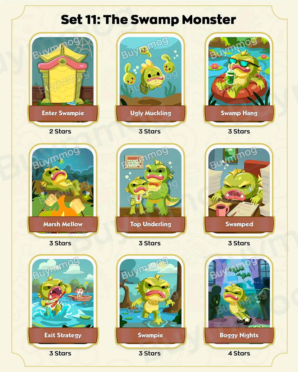 Monopoly GO Monster Mash Set 11 The Swamp Monster full sticker list