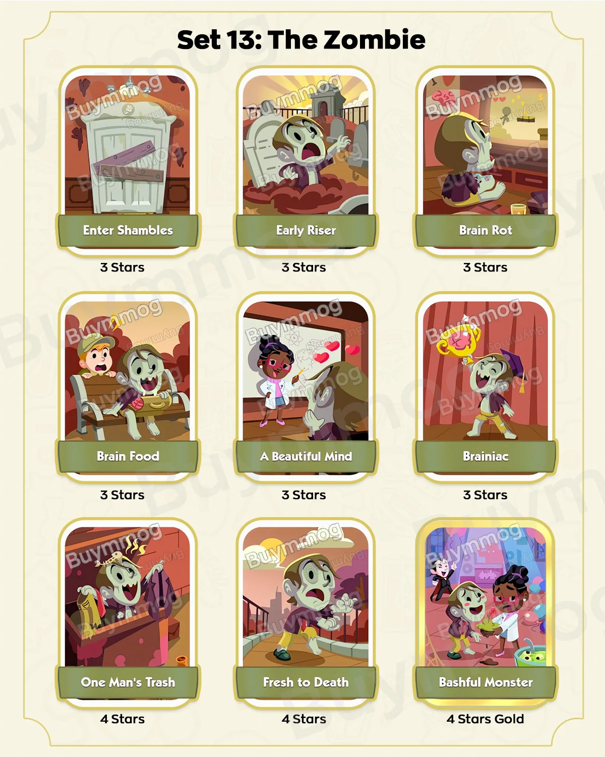 Monopoly GO Monster Mash Set 13 The Zombie full sticker list