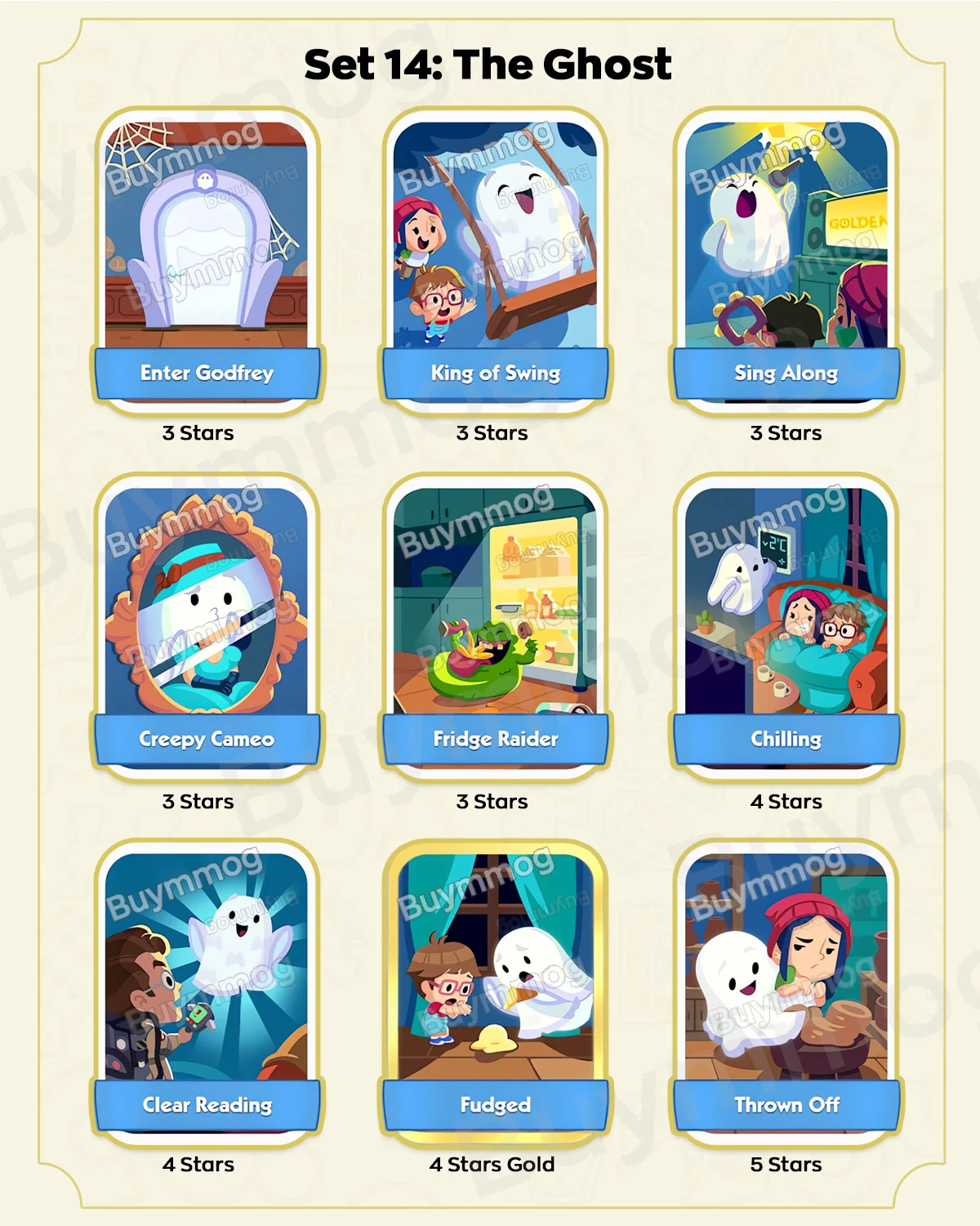 Monopoly GO Monster Mash Set 14 The Ghost full sticker list