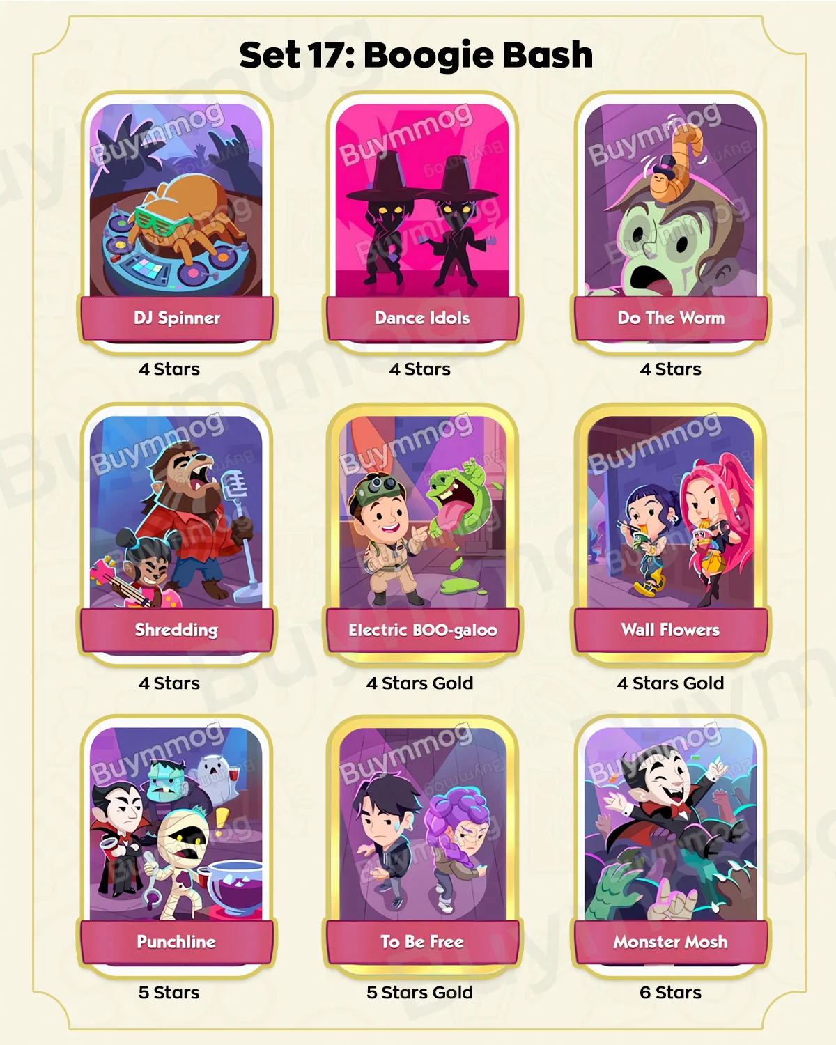 Monopoly GO Monster Mash Set 17 Boogie Bash full sticker list