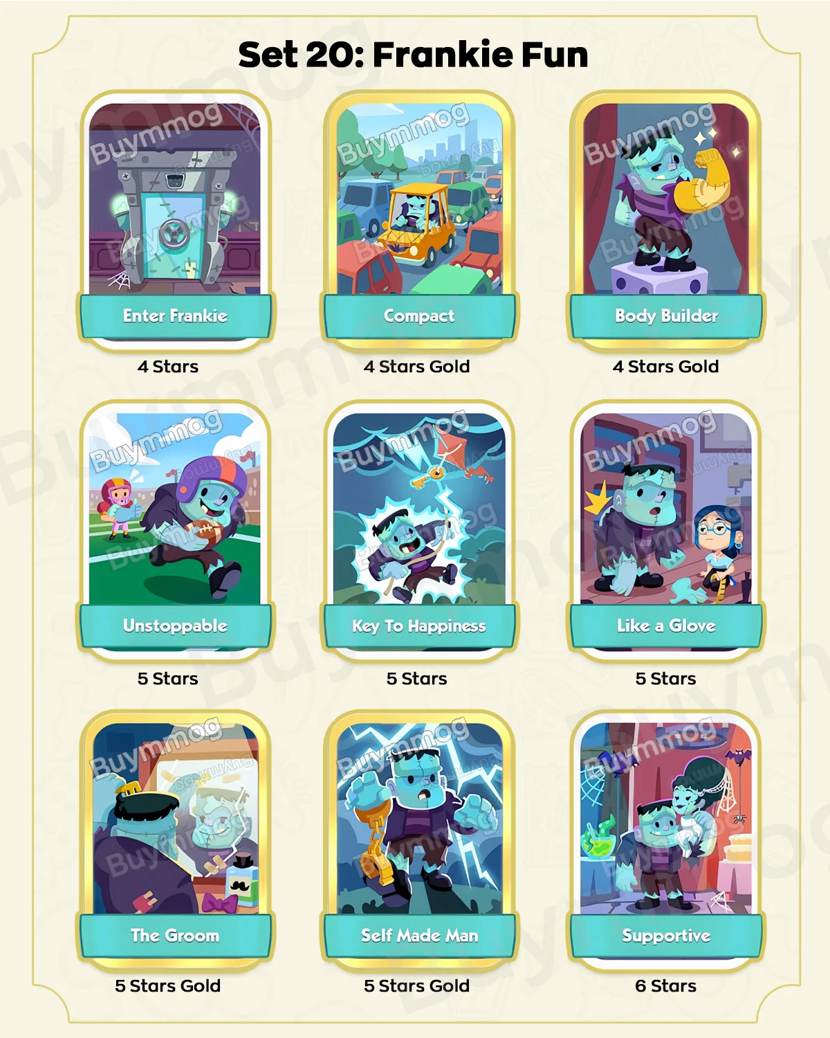 Monopoly GO Monster Mash Set 20 Frankie Fun full sticker list