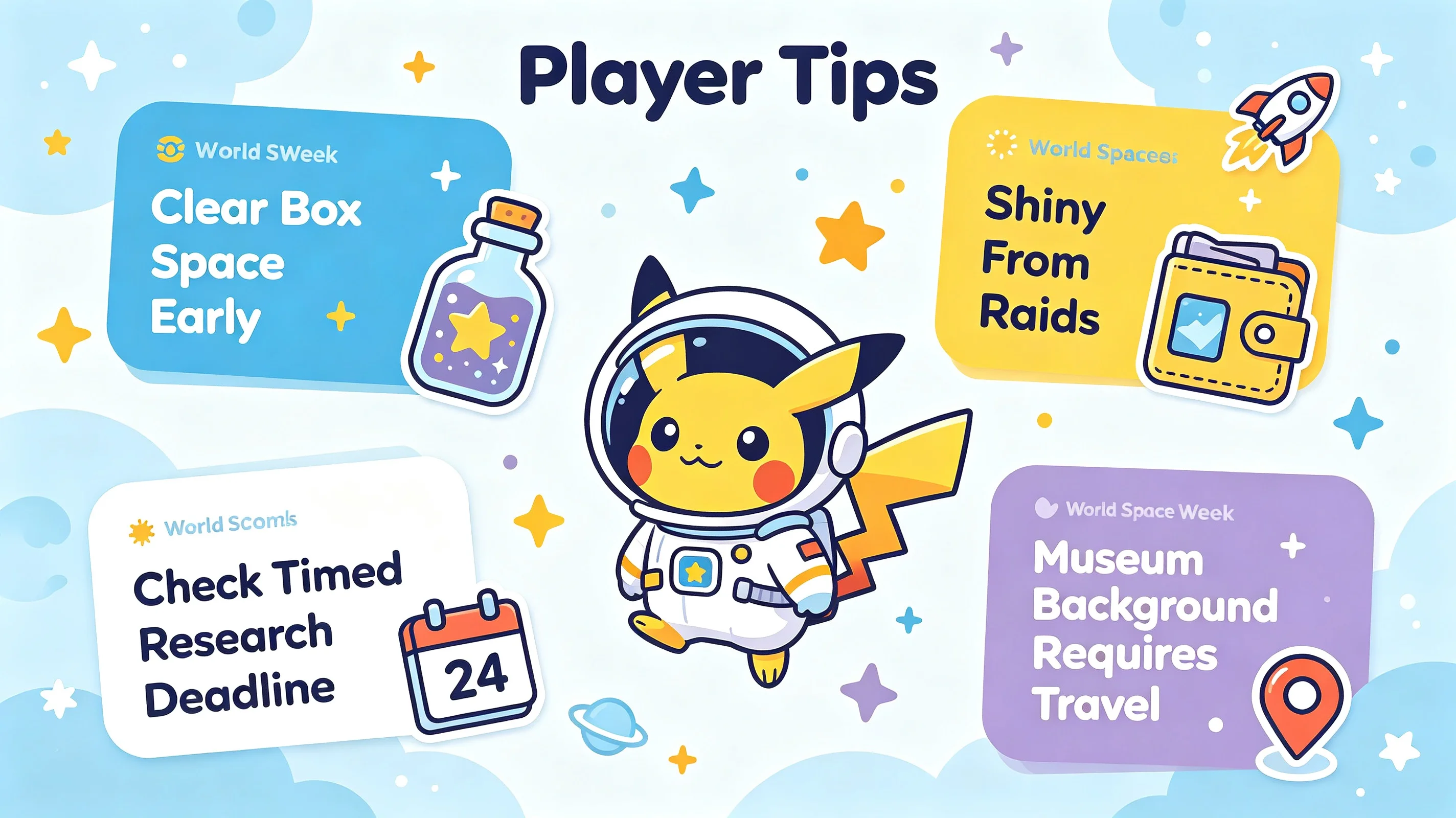 Player tips for Pokémon GO World Space Week 2026